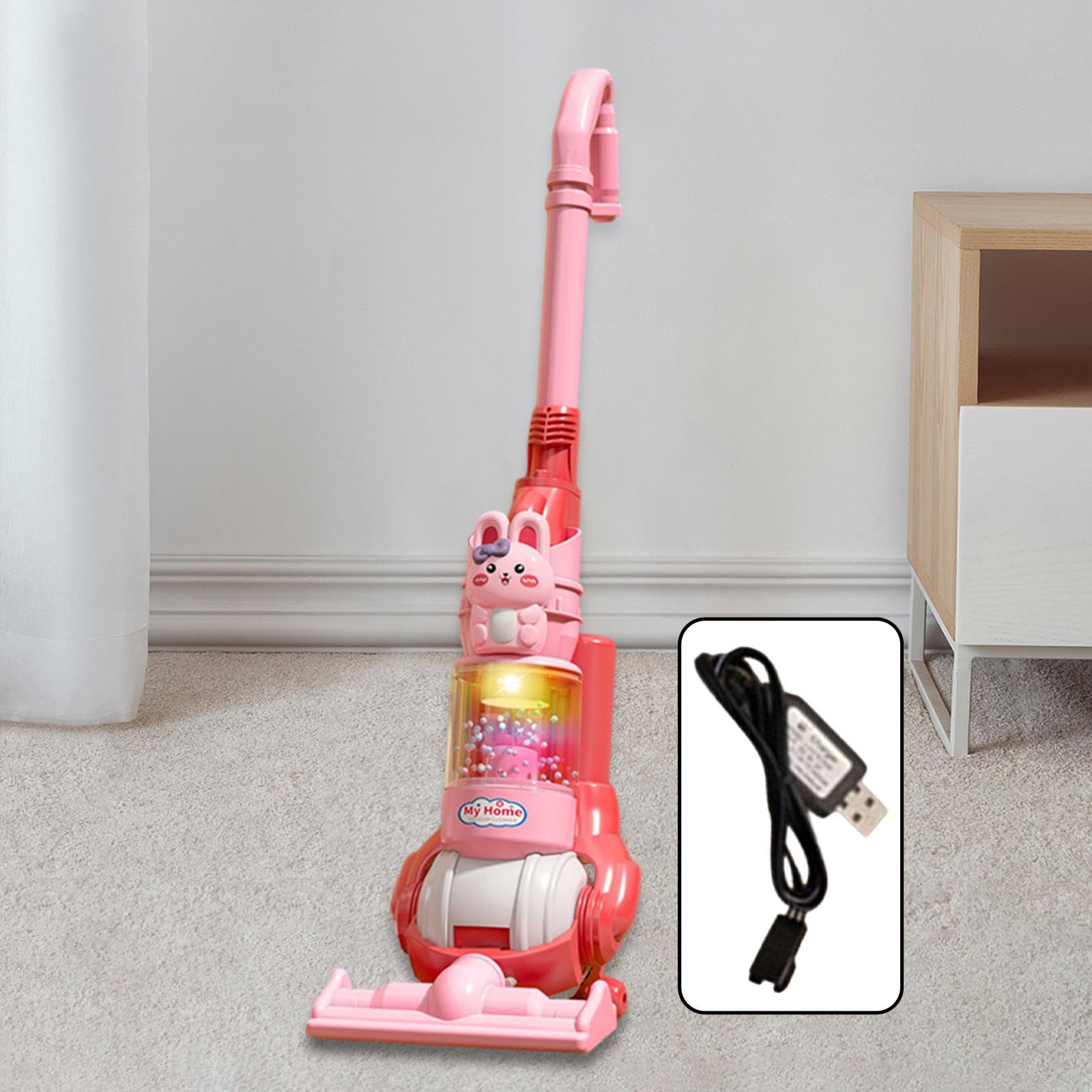 Sharplace Aspirapolvere Giocattolo per Bambini, Gioco di Ruolo per La Casa, con Luci Ed Effetti, Ideale Come Regalo di Compleanno per Bambini, Coniglio
