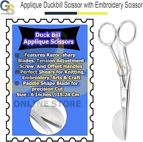 Miniatura 5 de G.S Online Store - Cuchilla de acero inoxidable de 6 pulgadas con mango desplazado y 6 pulgadas para bordado a máquina de doble curva, paquete de