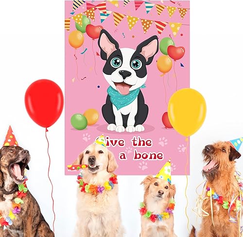 Miniatura 6 de Juegos de fiesta de Pin The Bone on The Dog con 48 piezas de hueso, dale al perro un juego de hueso para suministros de fiesta de cumpleaños