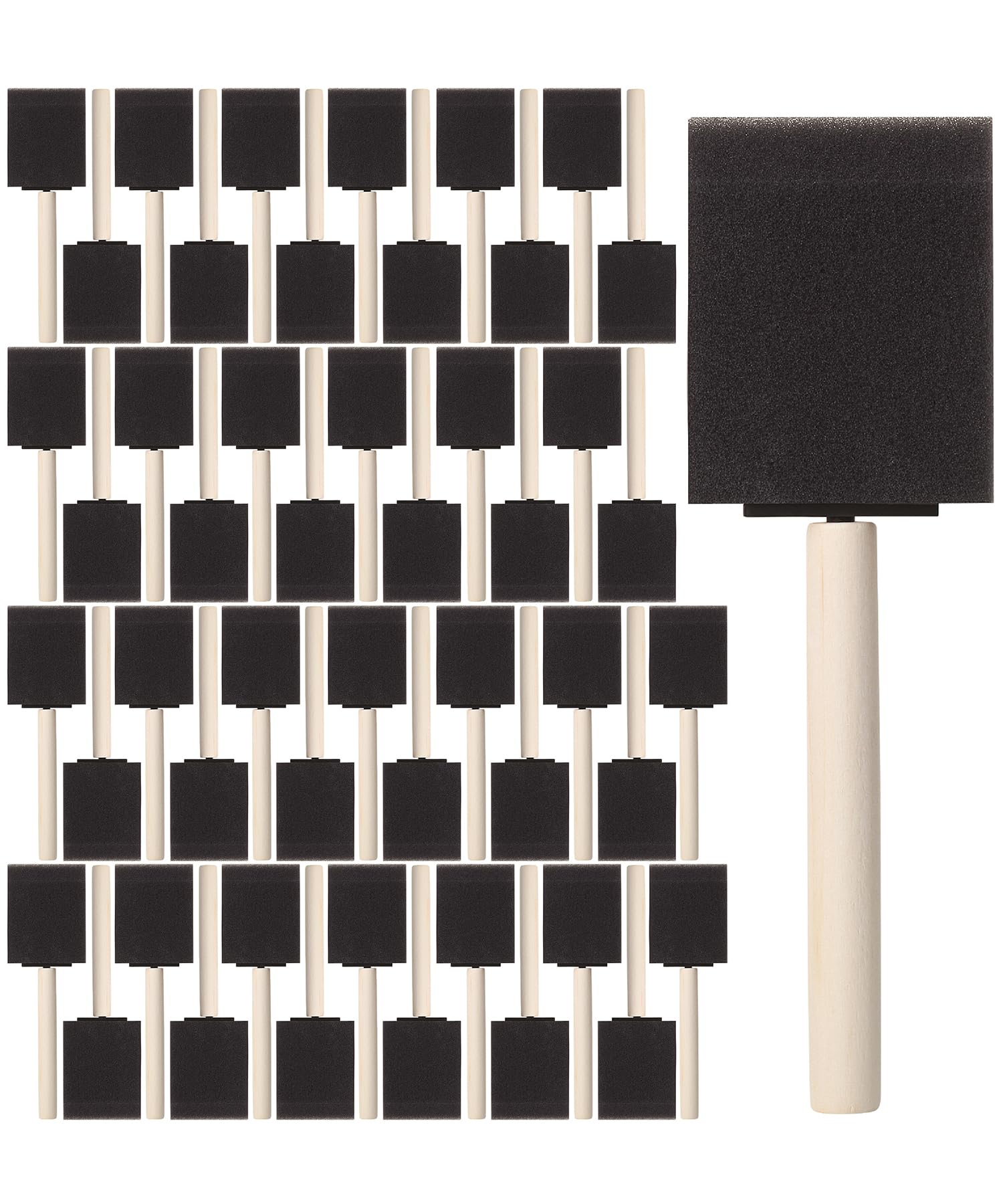 Bates- Foam Paint Brushes 2 Inch, 50 Pack, Black 2 Inch Foam Brushes for Painting with Lightweight Wooden Handles