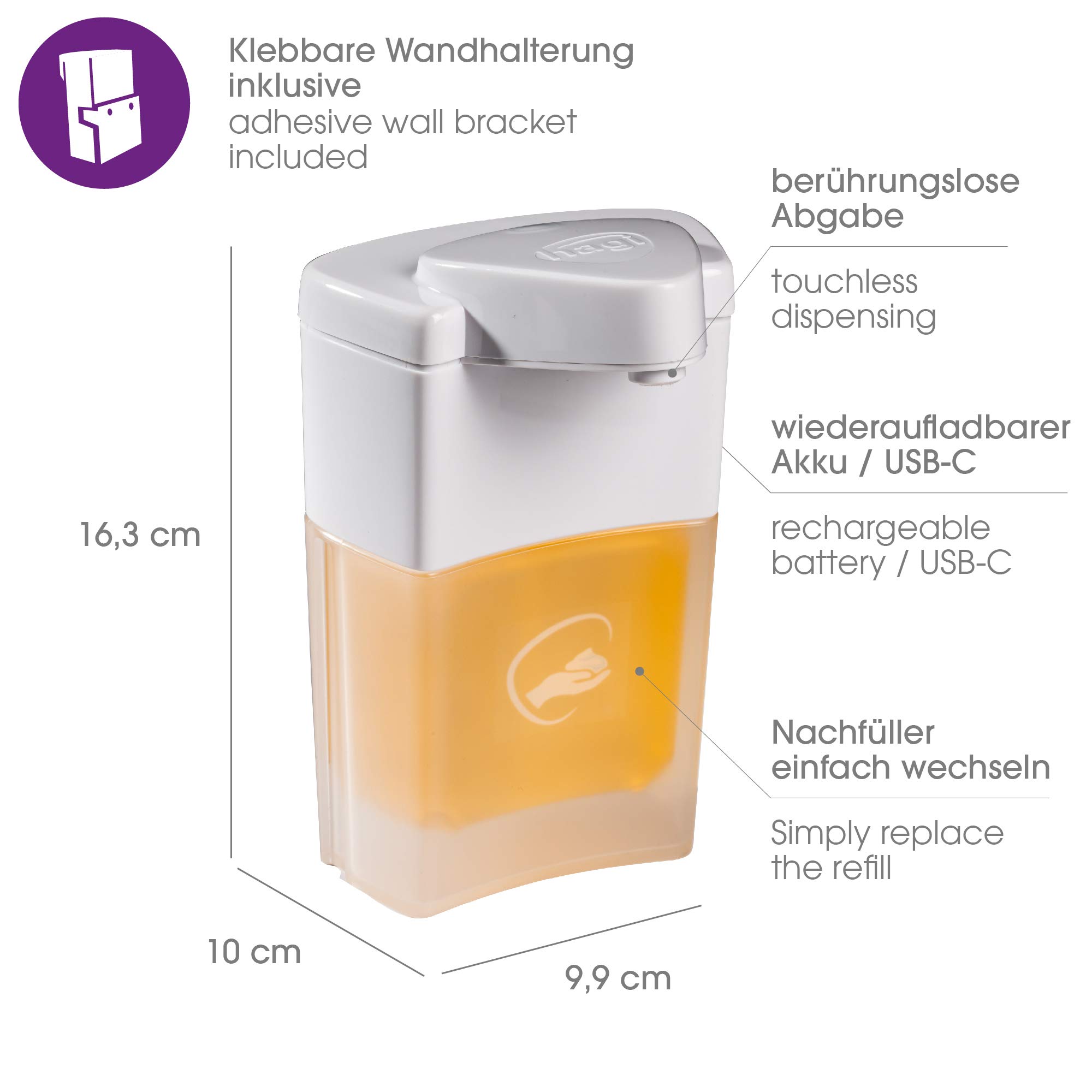 hagi Schaumseife: berührungslos aus dem automatischen hagi Schaumspender (Akku-Technologie)