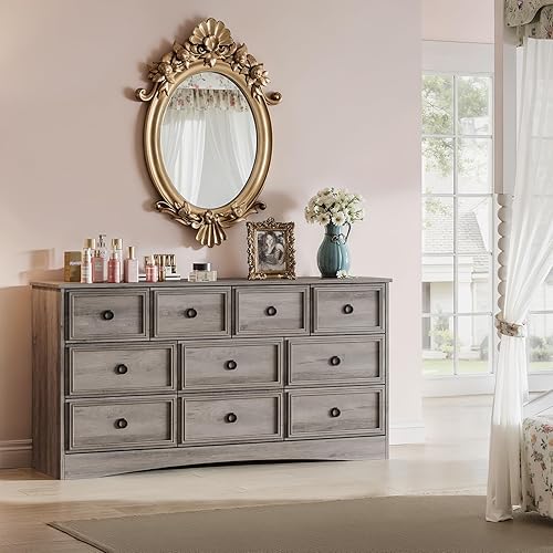 Miniatura 2 de LGHM Cómodas para dormitorio con 10 cajones, moderna cómoda larga de 10 cajones con bordes texturizados, cómoda, organizadores de armario y ropa de