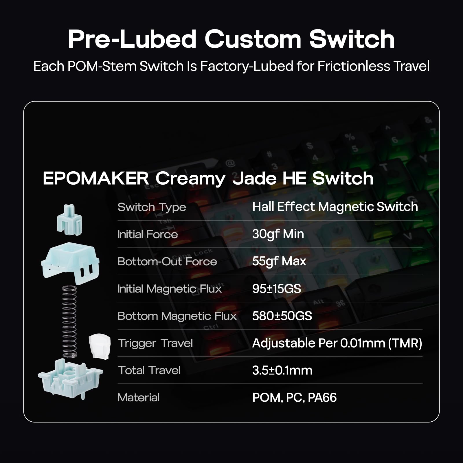 EPOMAKER HE65 V2 Tastiera da Gaming a Effetto Hall TMR con Manopola Volume | Trigger Rapido, Polling 8K, Attuazione Regolabile 0.01mm, Hot-Swap Ibrida, Cremosa e Thocky, 2.4Ghz/BT per Mac/WIN (Nero)