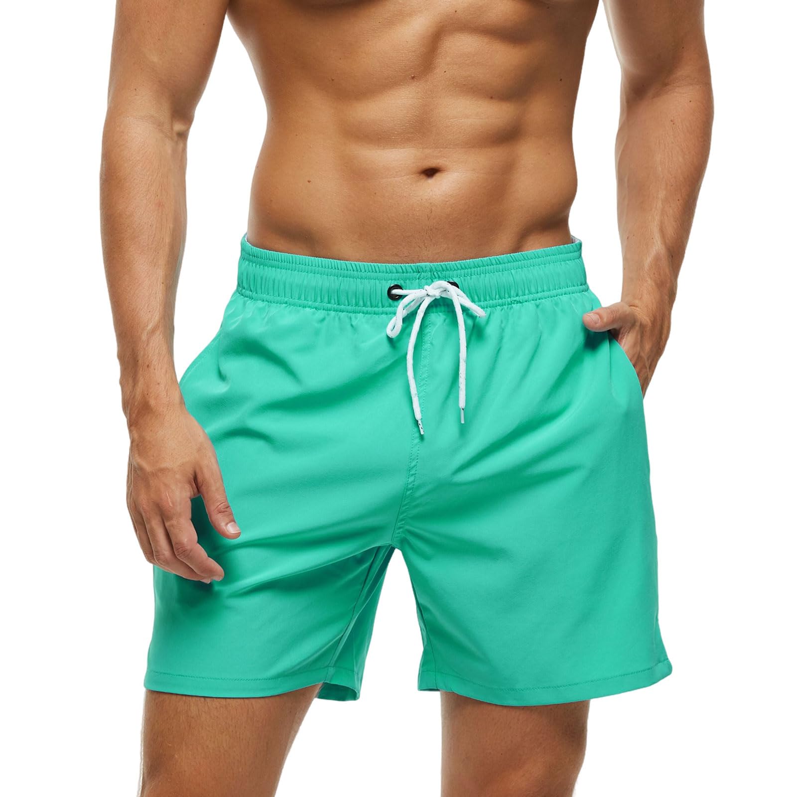 Shorts de Bain Homme Maillot de Bain Homme avec Poches Zippées, Séchage Rapide Short de Plage Piscine Surf Homme avec Doublure en Maille et Cordon Réglable