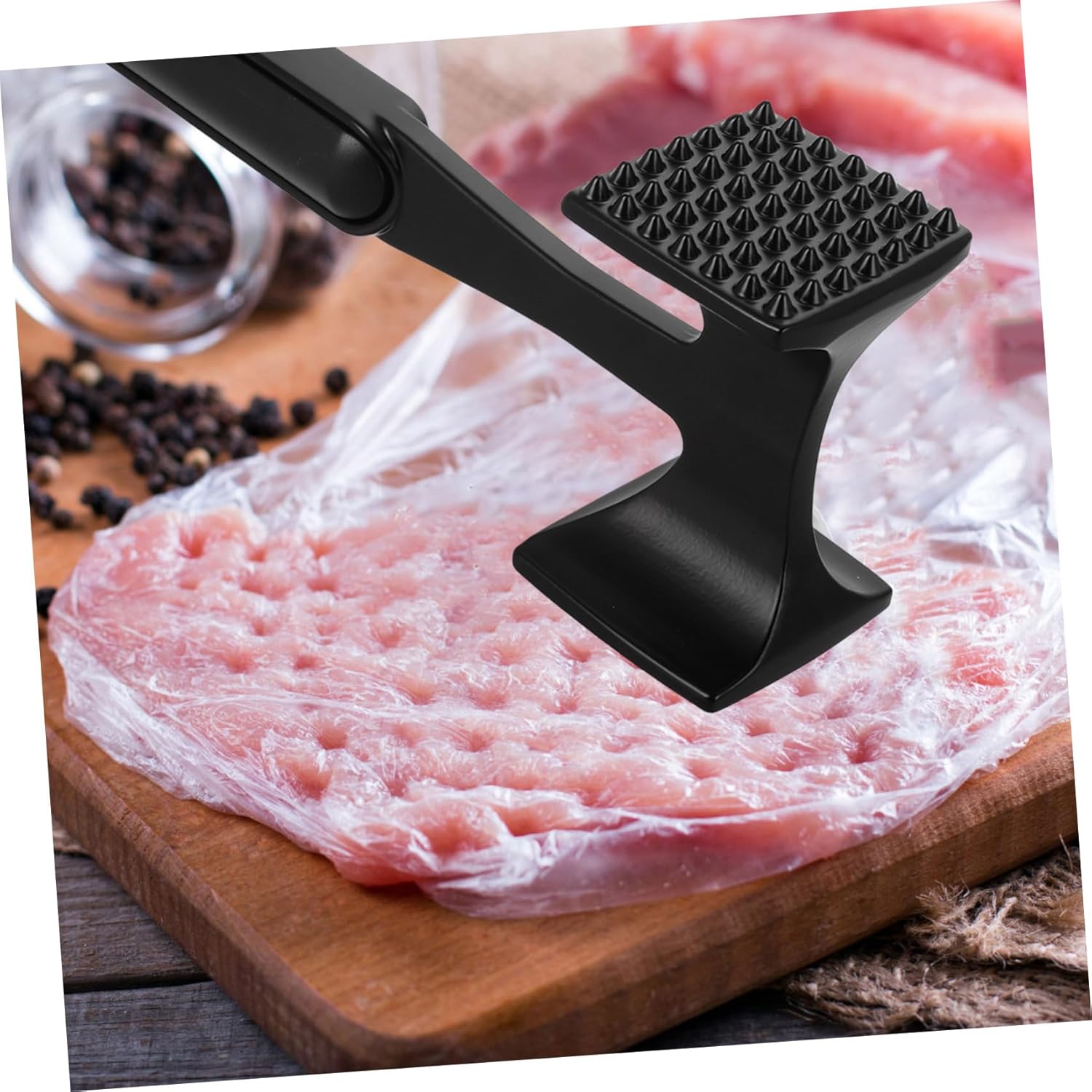 Dual-sided Meat Tenderizer Hammer Heavy Duty Kitchen Tool for Pounding Beef Steak and Poultry Comfortable Grip for Effortless Tenderizing and Membrane Removal