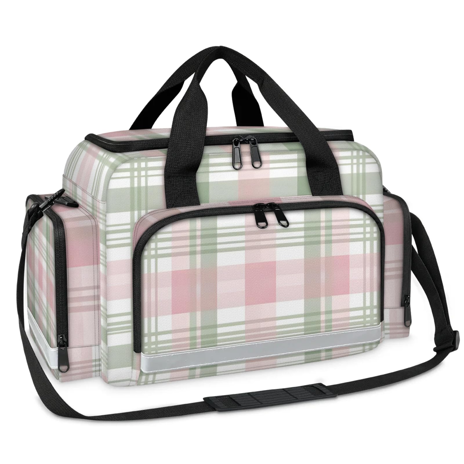 GzLeyigou First Aid Bags Empty, Fashionable Plaid Emergency Bag First Aid Kit Multiple Compartment Kit Carrier On Call Trauma Bag For Paramedics Emergency Medical Supplies Kit