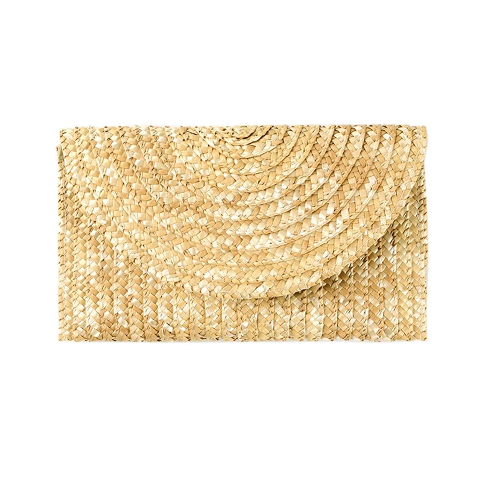 Pochette da donna in paglia intrecciata Borsa a busta casual viaggio estiva spiaggia fatta a mano Borse vacanza al mare Per Donna