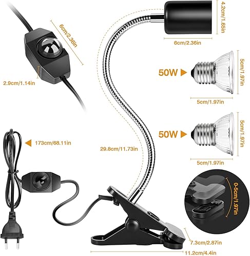 Miniatura 7 de IOOTSEA 4 bombillas de calefacción de reptiles de 50 W regulables, bombilla de calor de tortuga, espectro UVA UVB para tomar el sol, bombillas E26,