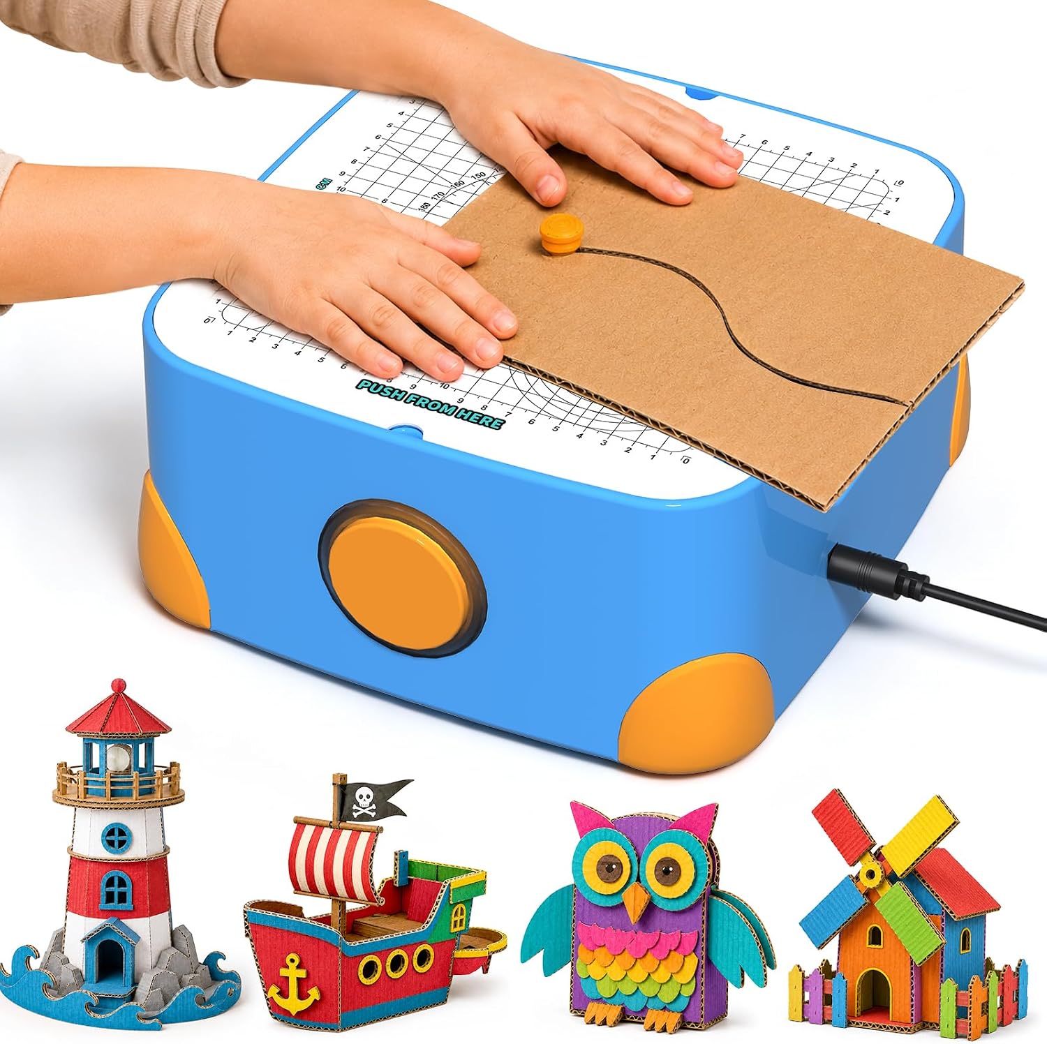  Safe Cardboard Cutter for Kids Creative Arts & Crafts,STEM Toy for 5+ Boys and Girls for Kids for Boys GirlsCreative Building Toy for Boxes, School Projects Blue