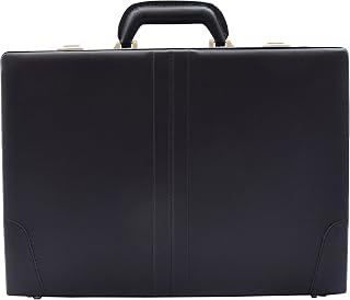 Faux Leather Briefcase Classic Traditional Attache Case Business Office Bag Corbett Black