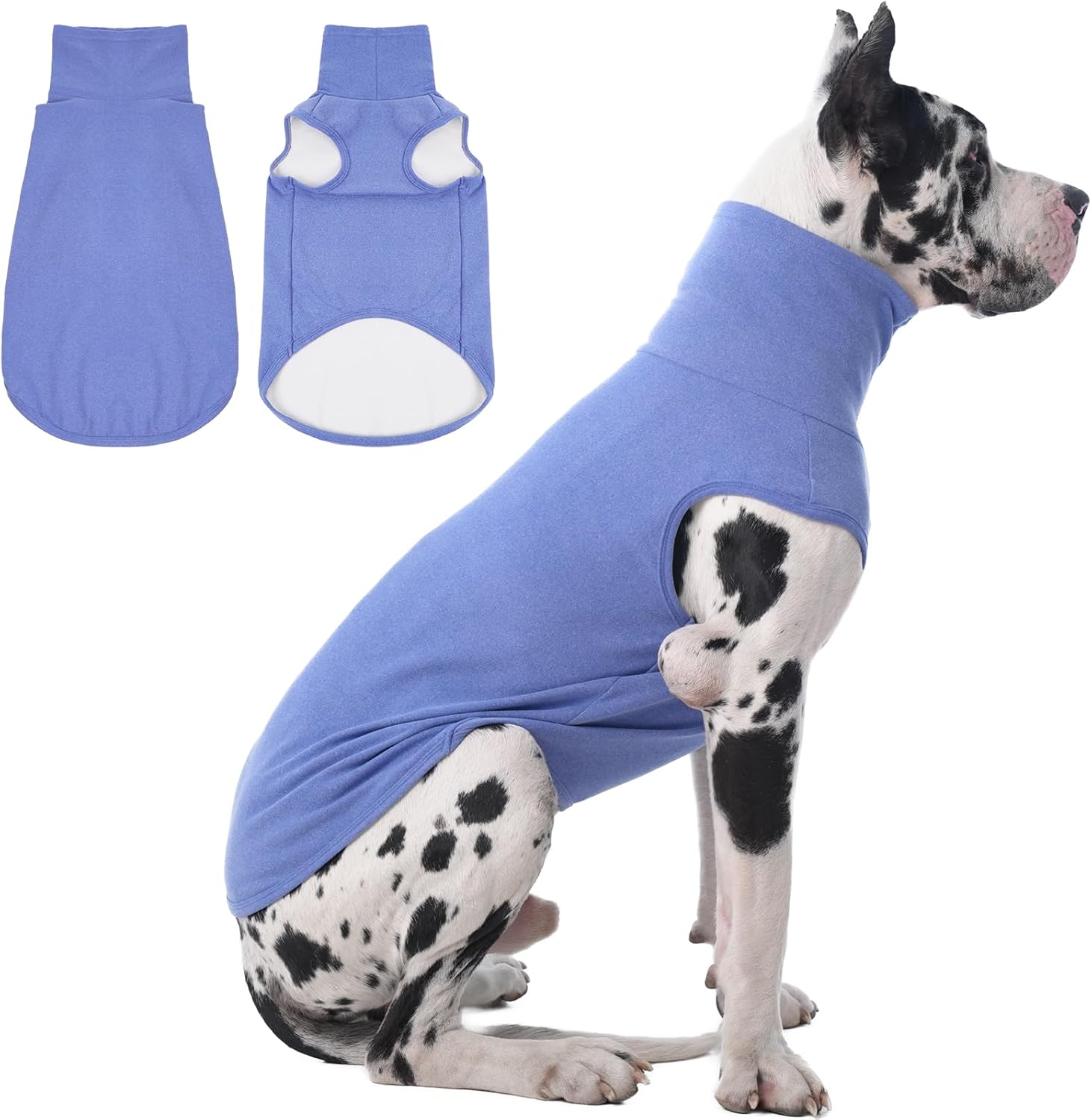 IECOii 4XL Dog Sweater - Stretch Fleece Sweater with Turtleneck,Blue,XXXX-Large, Warm Pullover Sweatshirt Pajamas for Indoor Sleeping/Outdoor Walking, Comfort Fit for Giant Breeds Like Great Dane XXXX-Large Blue