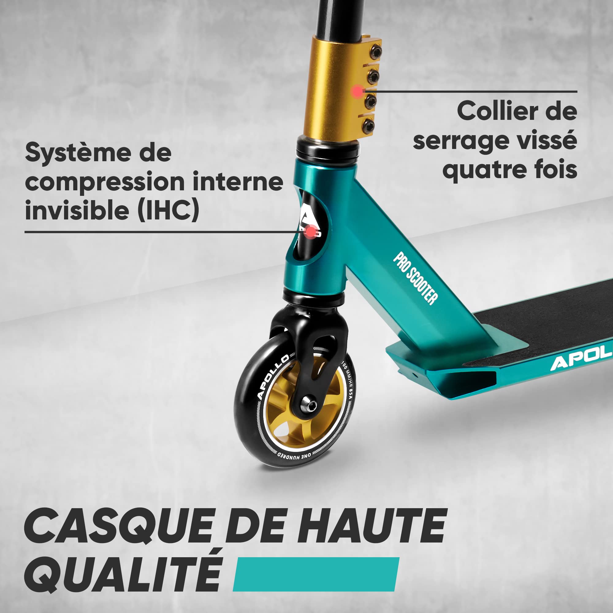 Apollo Stunt Scooter Star Pro - Semi Pro Stunt Scooter Robuste avec roulements à Billes ABEC 9, Fun Scooter, Kick Scooter, Trick Scooter, Freestyle Scooter