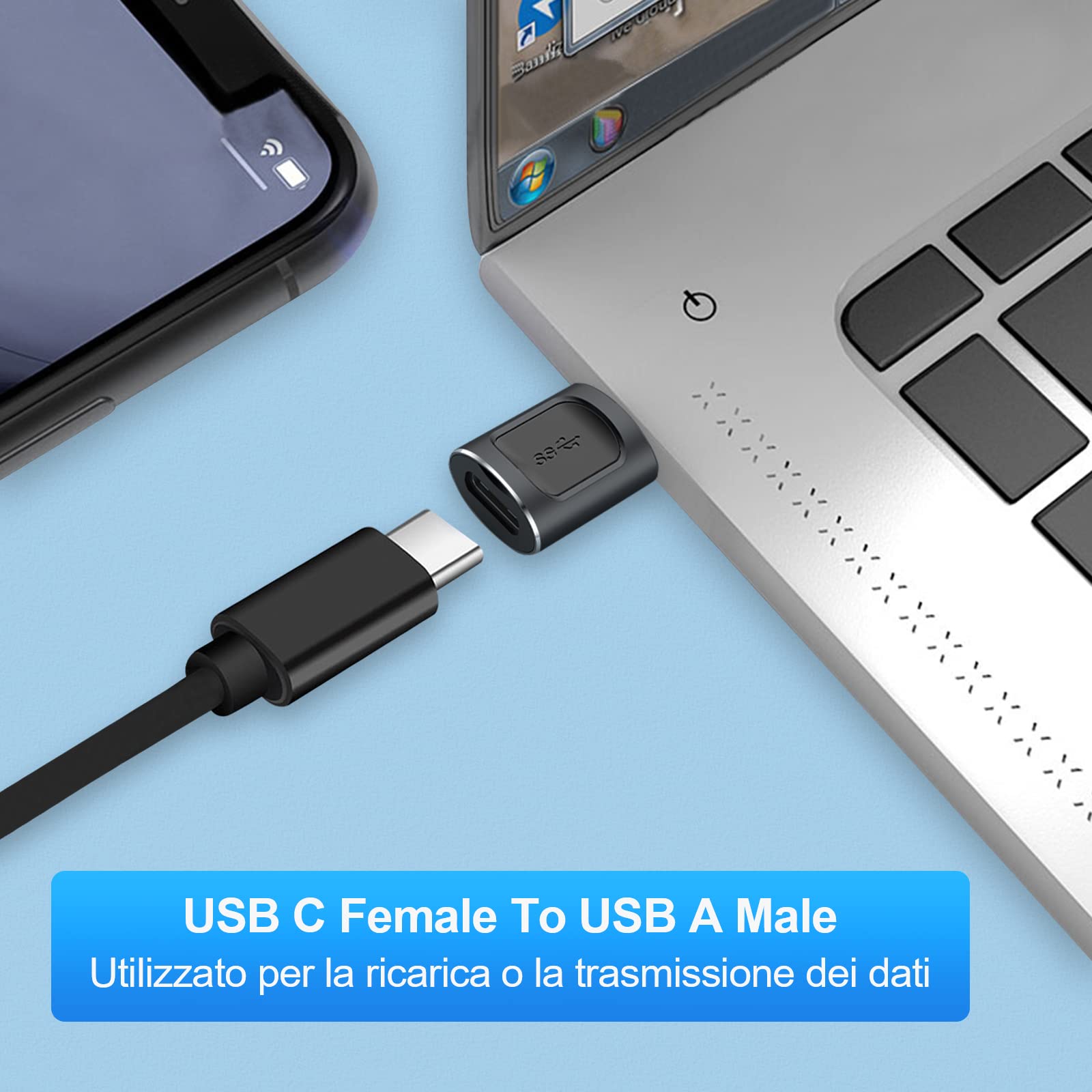 HORJOR Adattatore USB C Femmina a USB Maschio, Connettore OTG per iPhone 13 Pro Max, Samsung Galaxy S22
