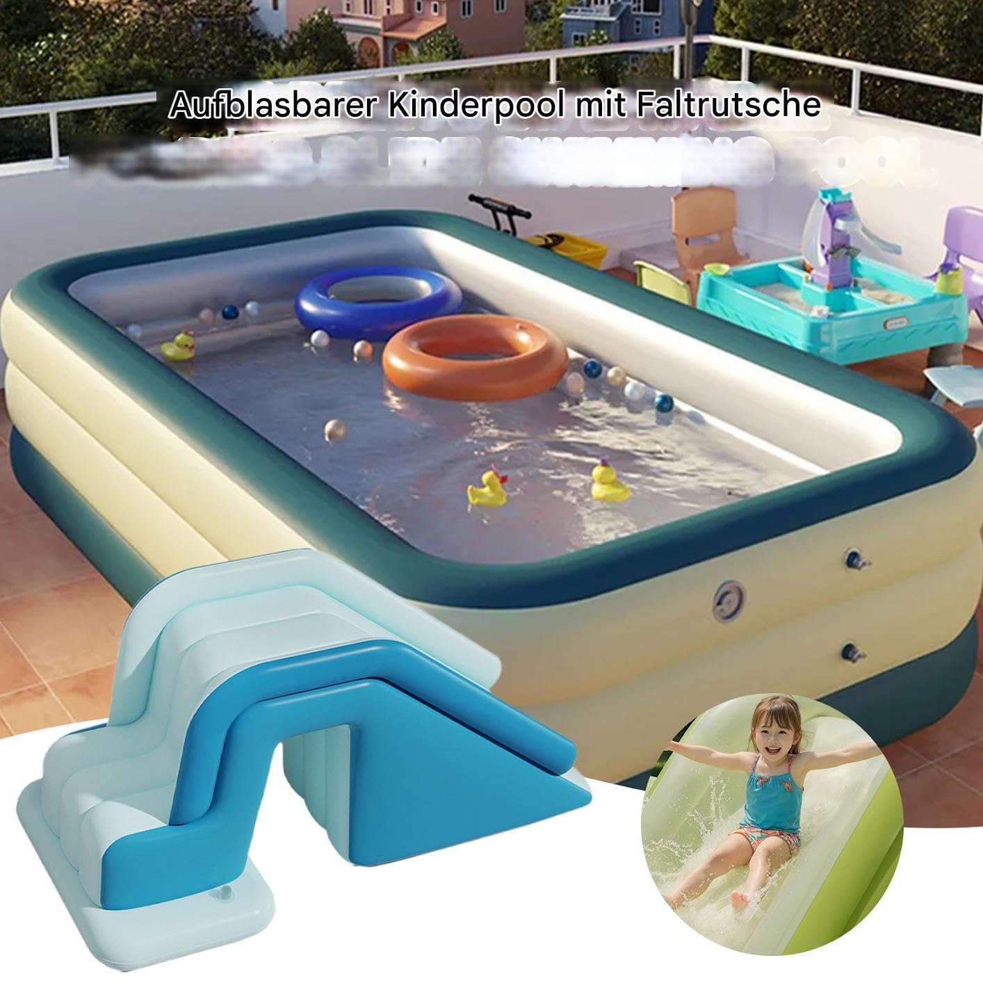 Pool Aufblasbare Rutsche,Klappbare Wasserrutsche Schaukel | rutschfeste Schnellaufbau-Rutsche Für Jugend Mädchen Haus Garten Sommerfeste Camping Ausflüge