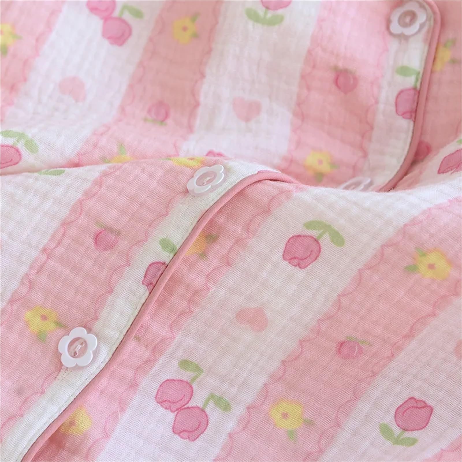 Pijamas para Mujer Pijamas Suaves a Rayas de Talla Grande, Pijama de algodón crepé, Conjunto de Ropa de Dormir Dulce, Ropa de casa de Manga Larga(M(40-50kg))