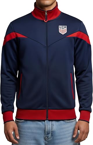 Icon Sports Chaqueta de Entrenamiento con Licencia Oficial de la Federación de Fútbol de EE. UU. - Unisex Adulto