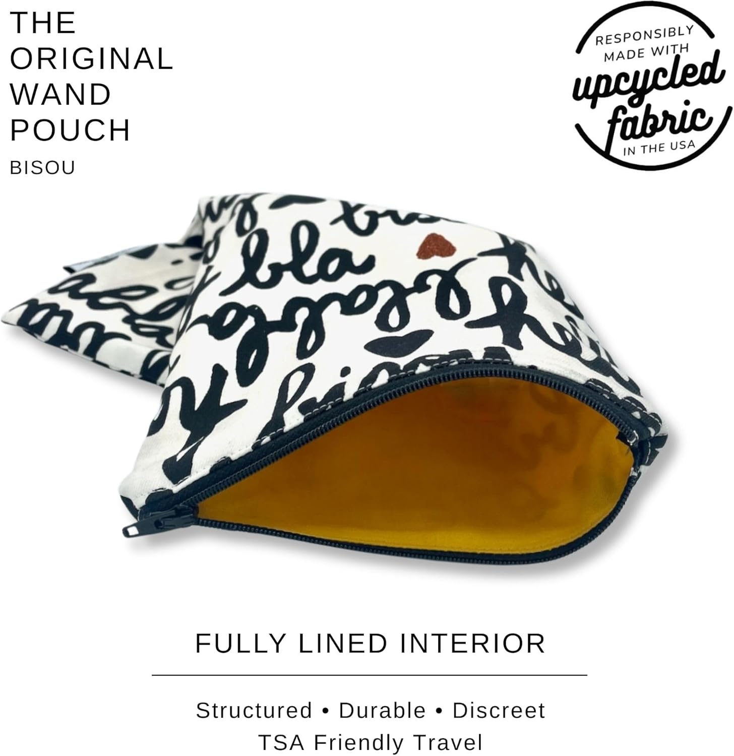 Wand Massager Storage Pouch – Discreet Travel Case for Magic Wand & Full-Size Personal Massagers – USA Made, Fully Lined, YKK Zipper – Bisou