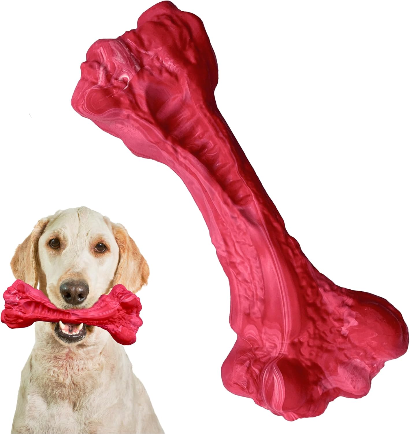 TECHPET Indestructible Dog Toy, Tough Dog Toys for Aggressive Chewers, Rubber Dog Teething Toys, Dog Toys to Keep Them Busy, Dog Bones Made with Rubber for Medium Large Dog