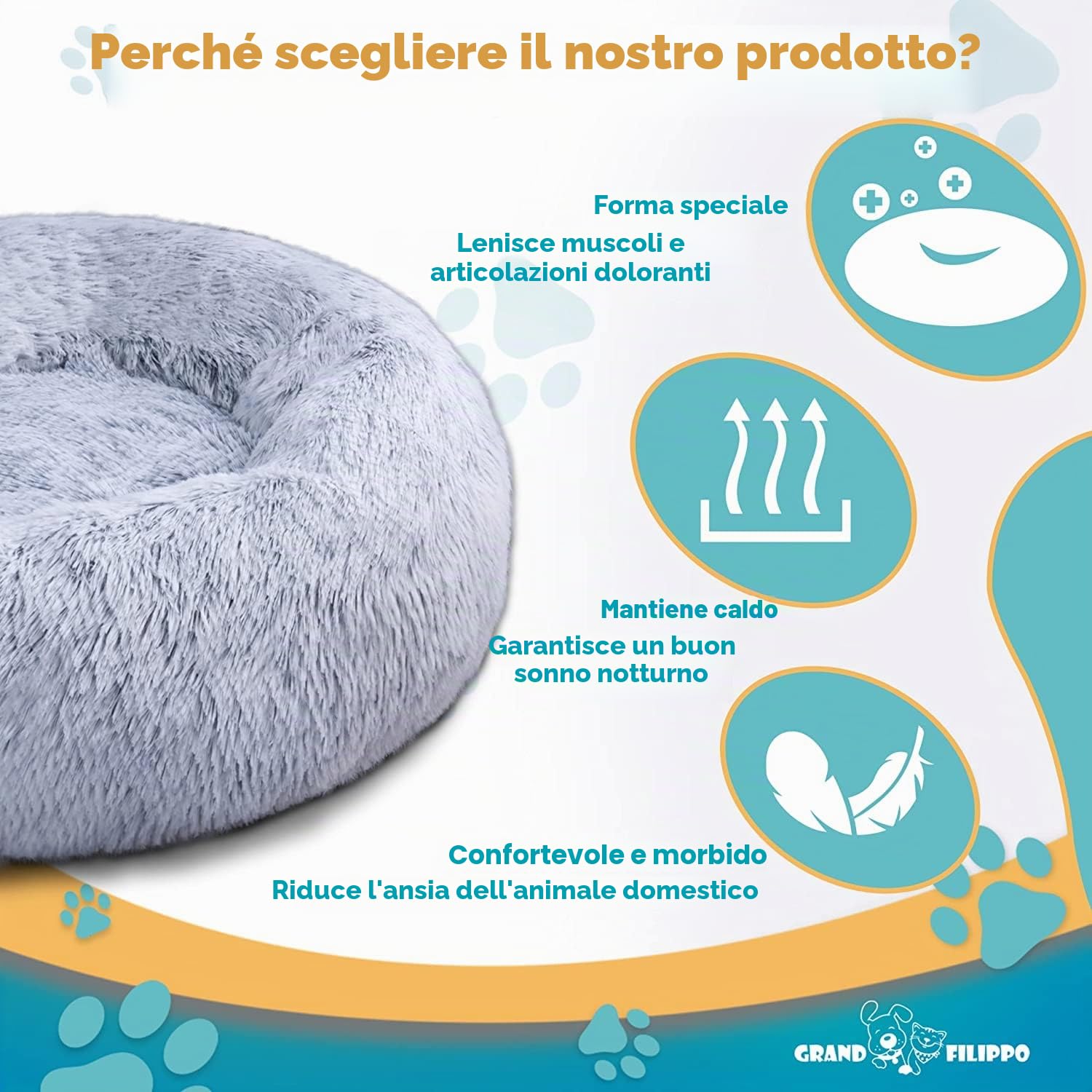 Lettino Per Cani E Cuscino Gatto 80 cm - Cuscino Cane Rotondo In Materiale Shaggy - Soffice Cuccia Cane Interno Con Fondo Antiscivolo - Cat Con Dog Bed Con Cerniera - Beige