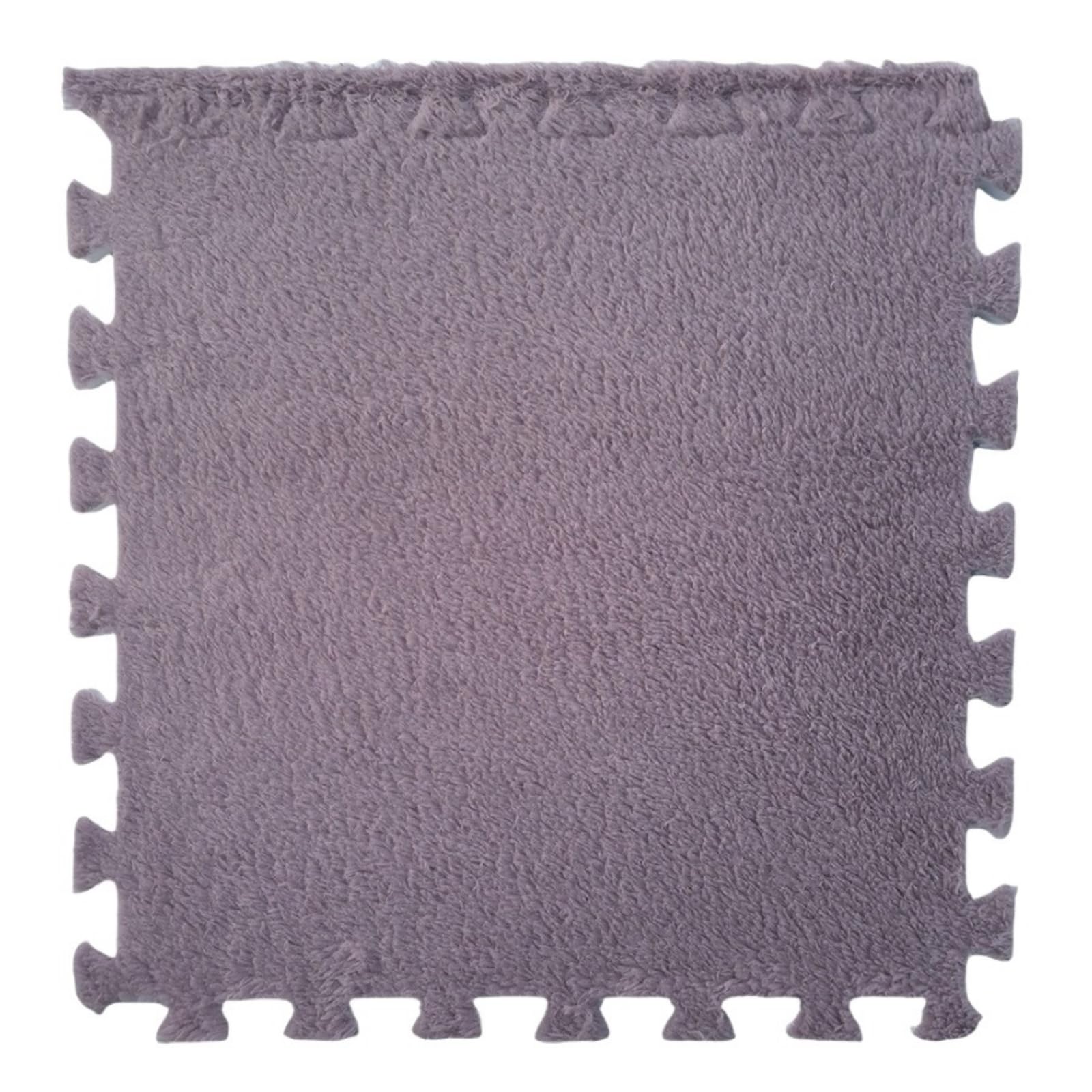 Hiseng 5/10/20 pcs Interlocking Foam Floor Tiles 30x30cm, Squares Puzzle Carpet Tiles Plush Floor Mats Soft Shaggy Foam Rug for Kids Bedroom Living Room Home Decoration (Gray Purple,5pc)