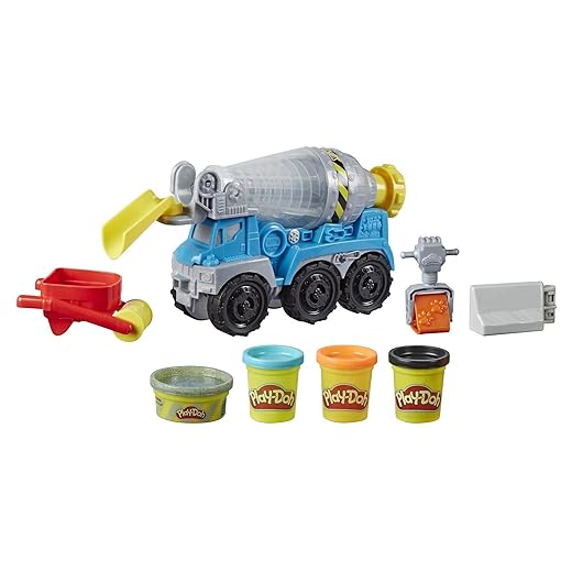 Sale Play-Doh Wheels Cement Truck Toy For Kids Ages 3 &Amp; Up With Non-Toxic Cement-Colored Buildin' Compound Plus 3 Colors