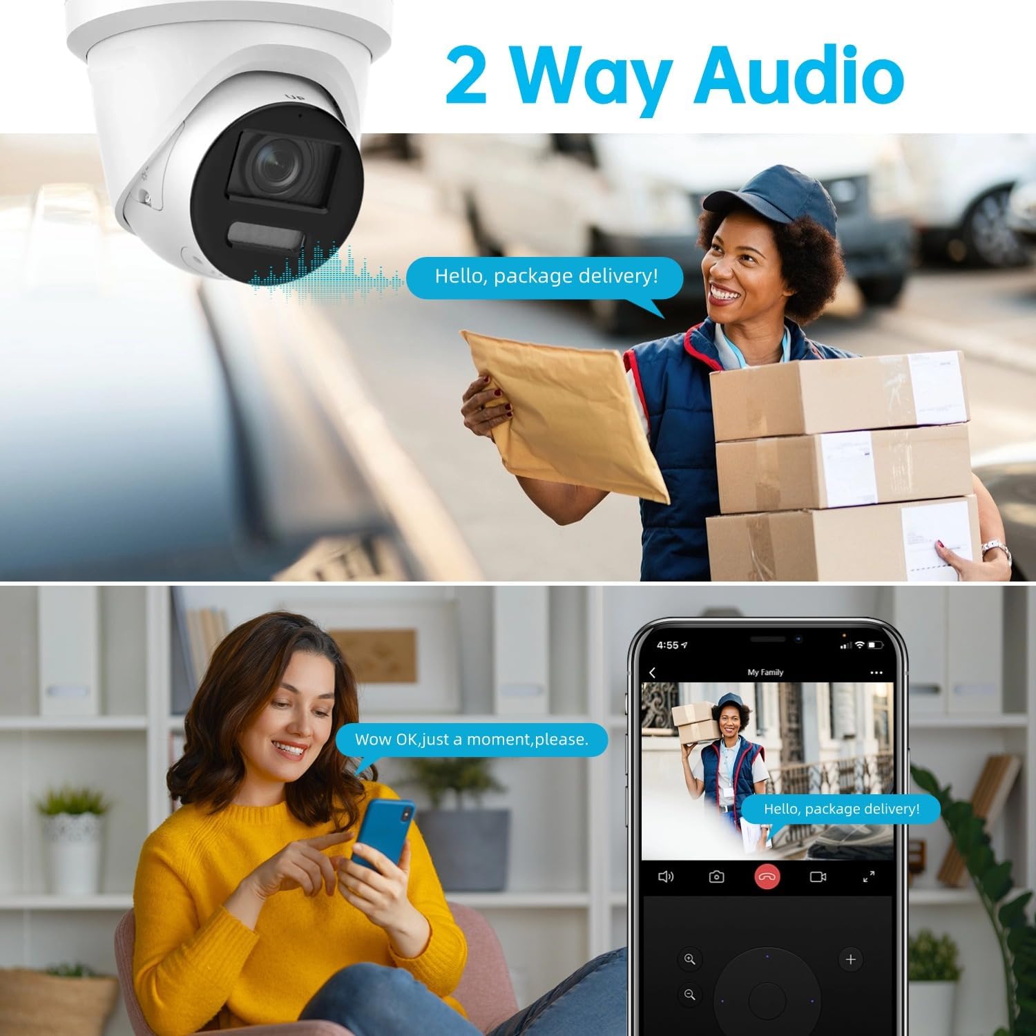 DS-2CD2387G2-LSU/SL 2.8mm HIK 8MP Color-VU PoE IP Camera Outdoor Indoor, 4K PoE Turret Network Camera with Strobe Light and Audible Warning, Human/Vehicle Detection, 2-Way Audio, IP67 Waterproof