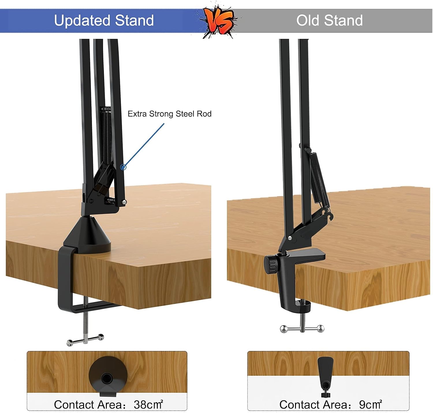 Microphone Arm Stand, VeGue Adjustable Suspension Scissor Mic Boom Arm with 3/8" to 5/8" Adapter, Pop Filter, Mic Clip, Heavy Duty Desk Clamp for Blue Yeti Nano Snowball Ice and Other Mics (VA20)