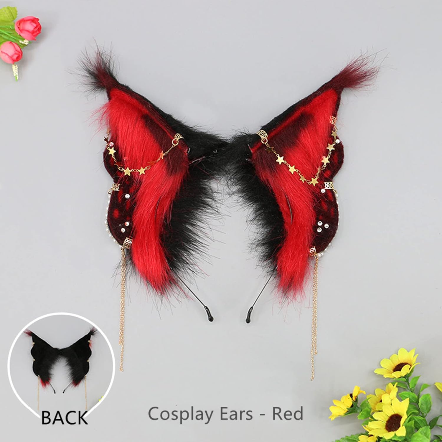 Fxaelian Animal Fox Cat Dog Ears Headband Halloween Cosplay Hairband