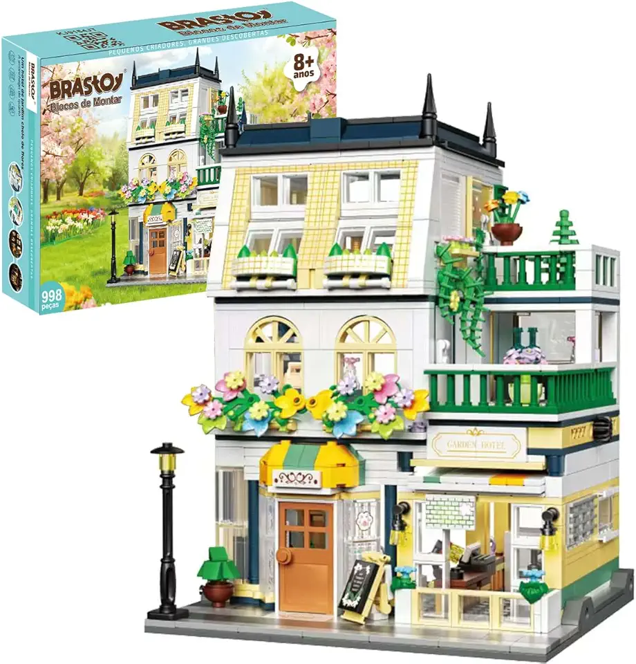 Blocos de Montar Construção City Garden Hotel - Modelos de Casas, Blocos para Adultos e Adolescentes