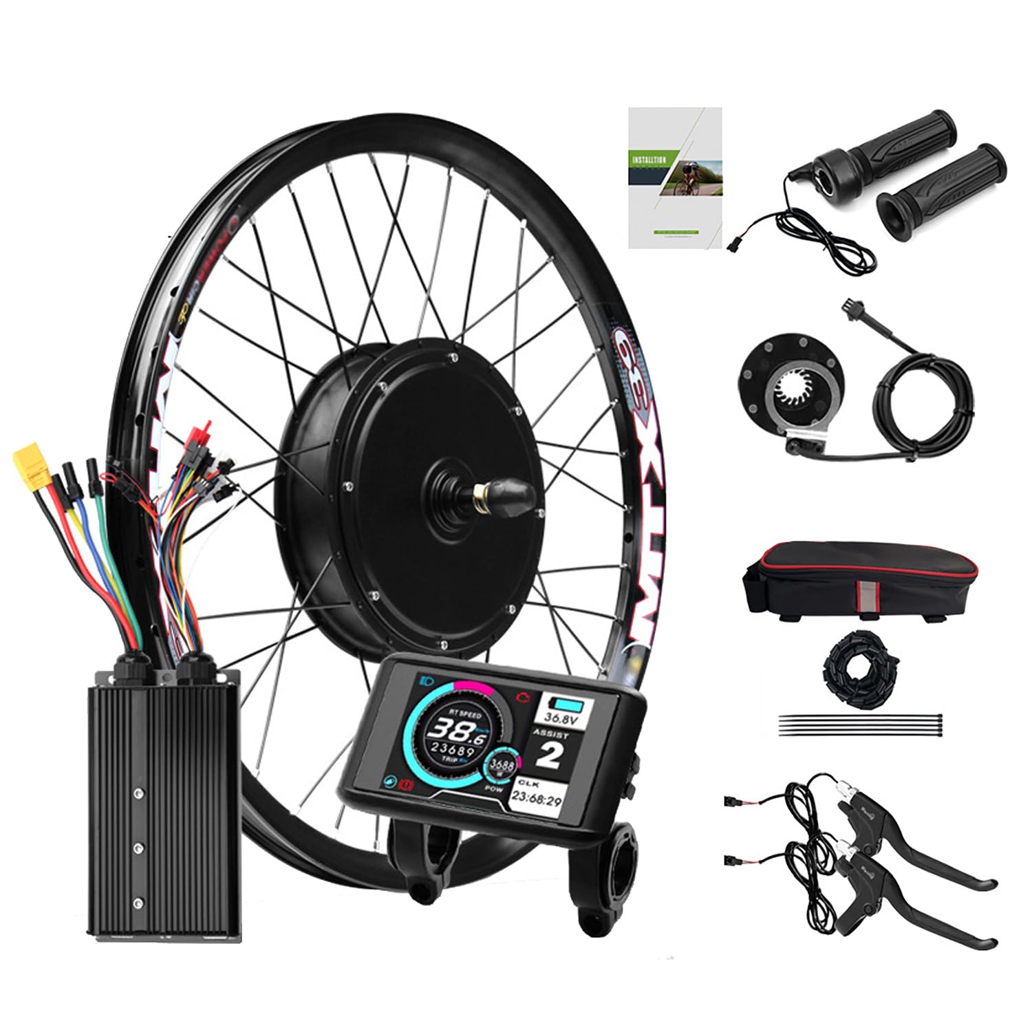 Zestaw do konwersji roweru elektrycznego 72V 3000W, Wahacze 135 mm, prędkość 55-70 km/h, zestaw do konwersji do roweru elektrycznego 3000 W z kontrolerem 80A, 3 trybami, wyświetlaczem LCD UKC1