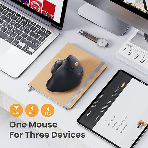 Miniatura 4 de ProtoArc Ratón de Trackball inalámbrico, EM04 ergonómico Bluetooth Rollerball Mouse recargable para computadora portátil, control de pulgar y