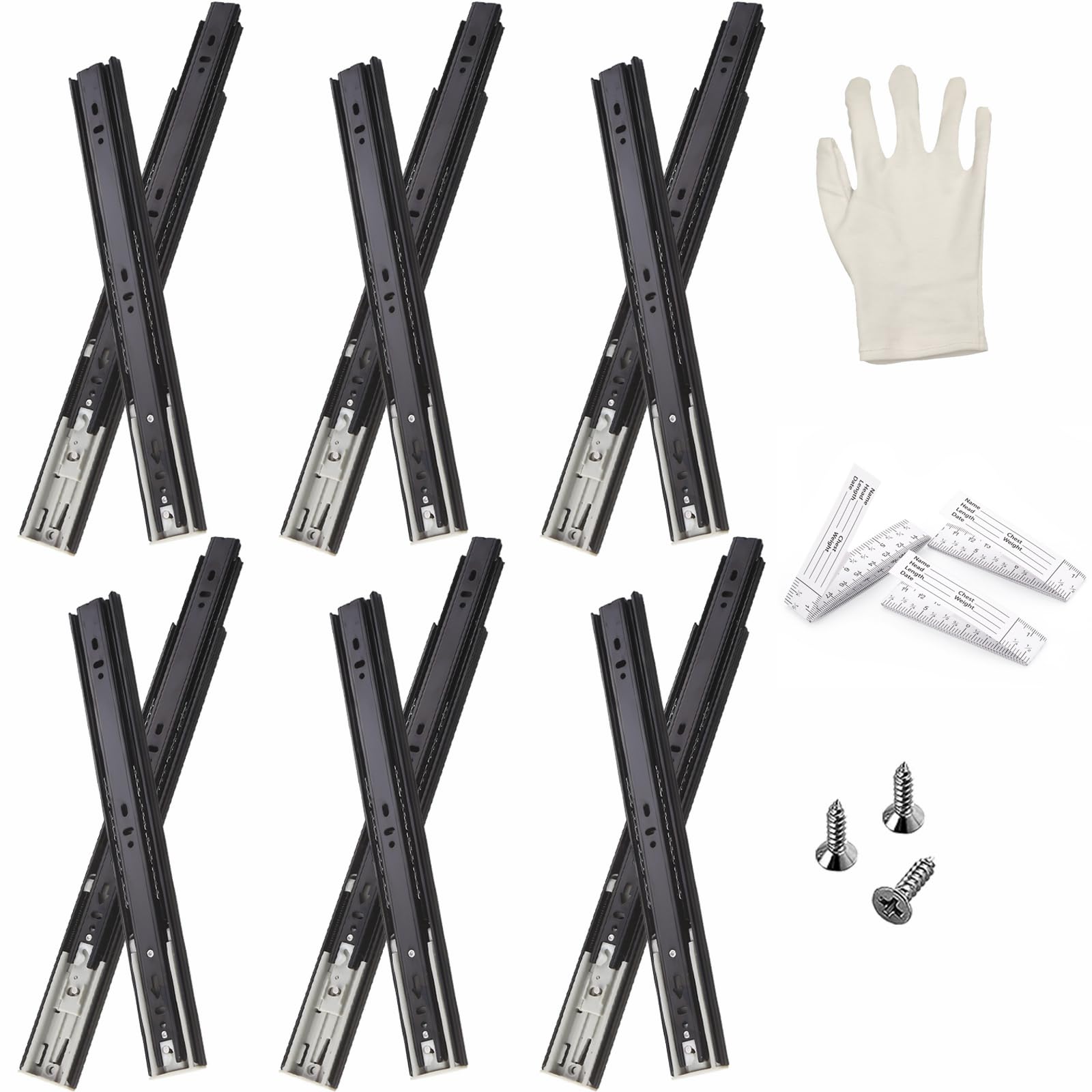 Black Soft Close Drawer Slides 14 Inch-6 Pairs, Smooth and Quiet 100lbs Capacity Full Extension Side Mount Ball Bearing Drawer Slides