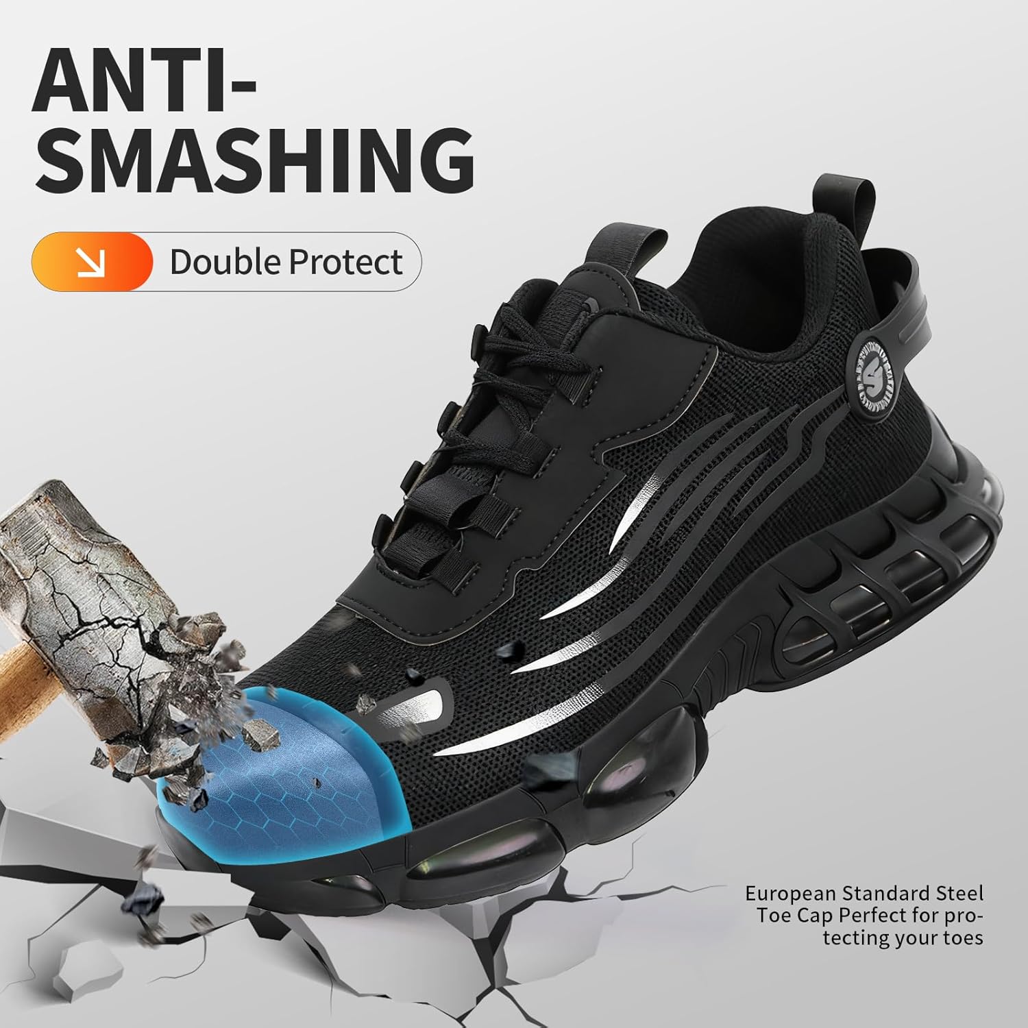 Steel Toe Shoes for Men,Lightweight Work Shoes,Mens Indestructible Safety Boots,Puncture Proof Construction Steel Toe Sneaker. - Image 5