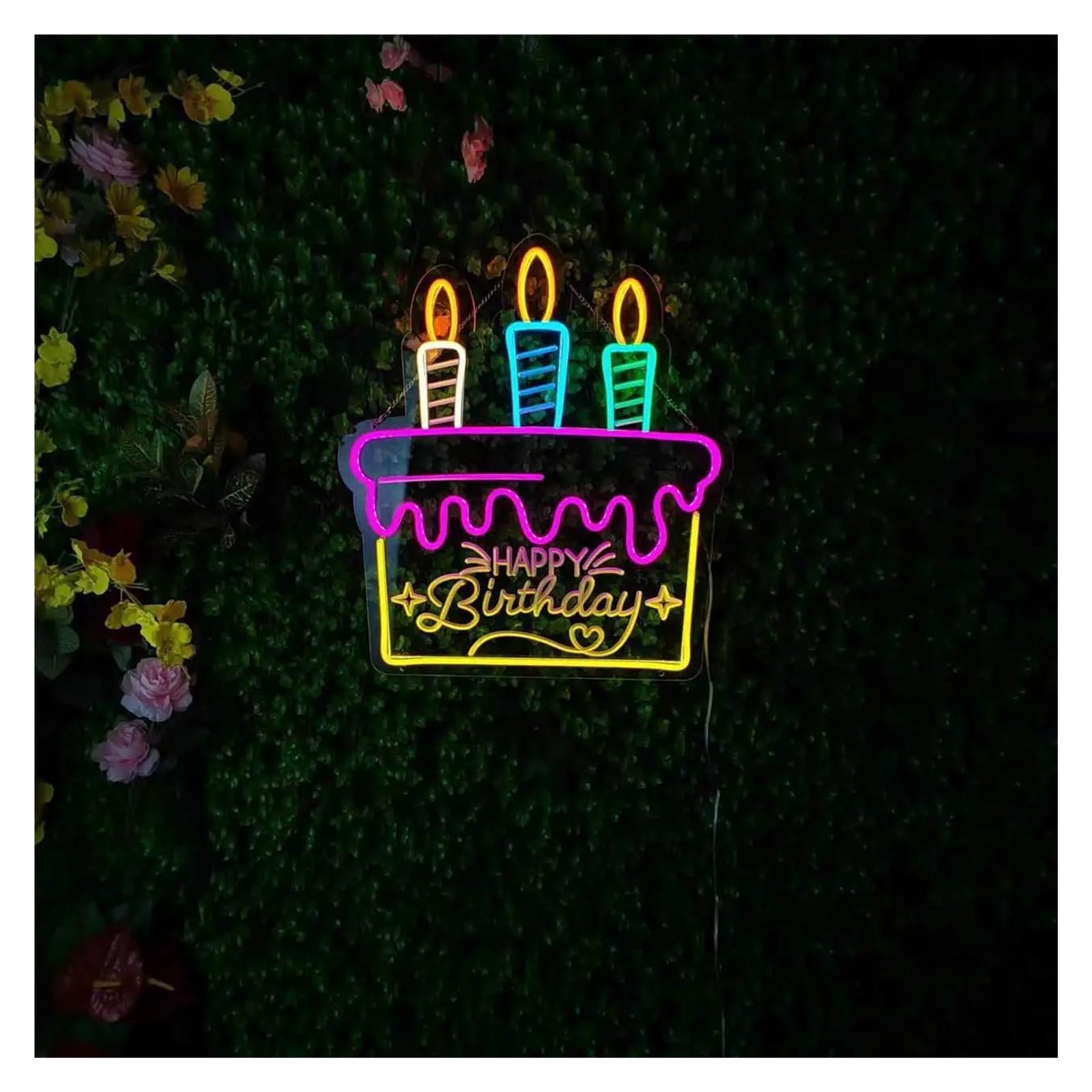 XENITE Luces Art Decoration Christmas Decoración De Fiesta, Cartel De Luz Led De Neón De Feliz Cumpleaños, Alimentado Por USB, Regulable Para Decoración De Pared, Fiesta De Boda, 36cmх40cm