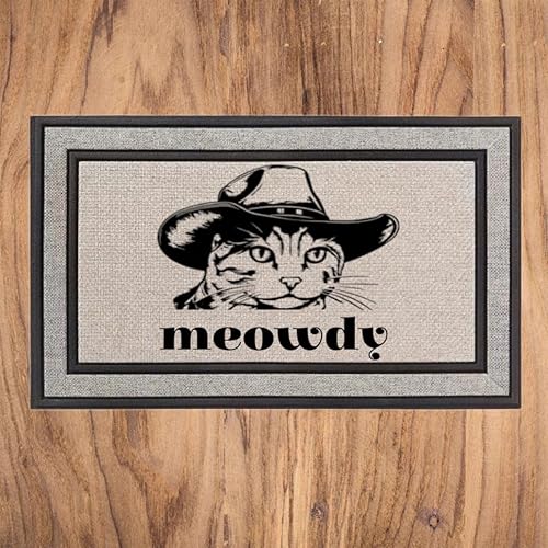 Miniatura 2 de Meowdy Felpudo  Felpudo divertido  Felpudo de gato  Felpudo divertido  Felpudo divertido  Felpudo de vaquero gatito  Felpudo personalizado