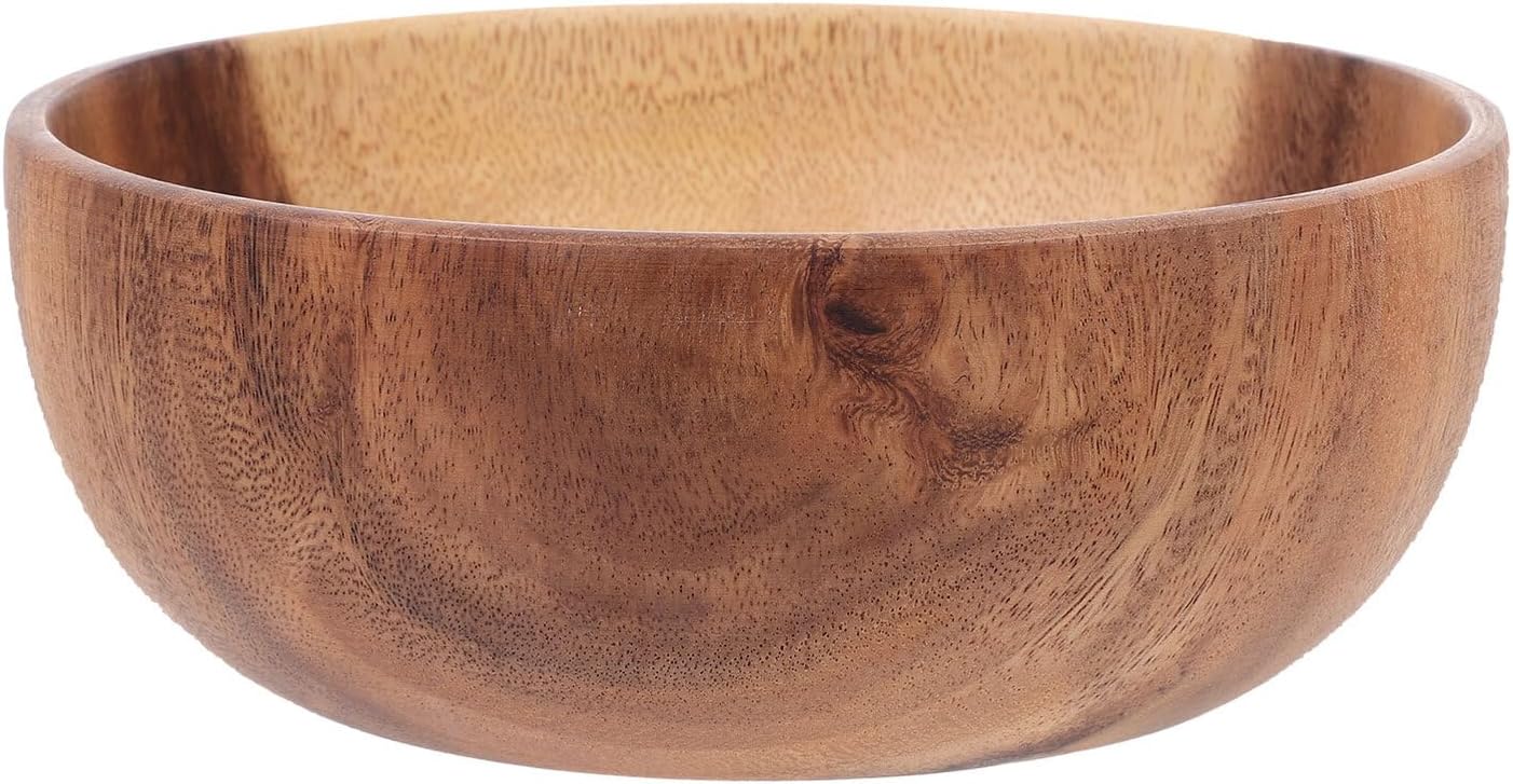Acacia Wood Fruit Storage Bowl 6.2x7.5 Inch Wooden Salad Soup Bowl Kitchen Supply for Home and Restaurant Use