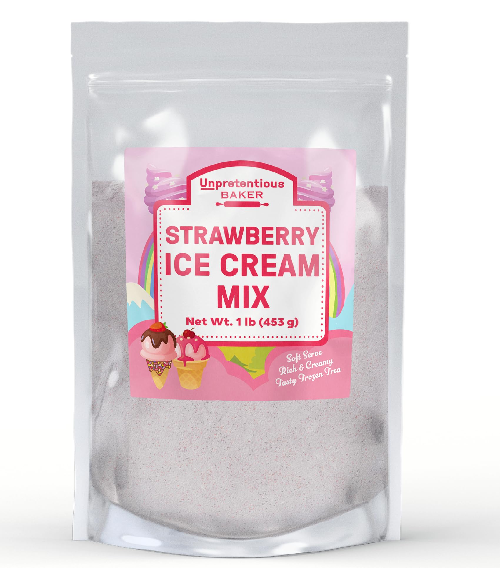 Unpretentious Strawberry Soft Serve Ice Cream Mix, 1lb, Rich & Creamy, Homemade Ice Cream, Single Serving