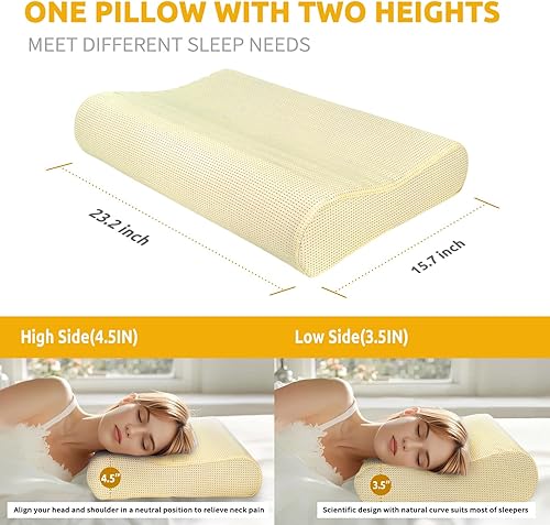 Miniatura 2 de Almohada ergonómica de espuma viscoelástica cervical para aliviar el dolor de cuello, almohada de contorno ajustable para personas que duermen de