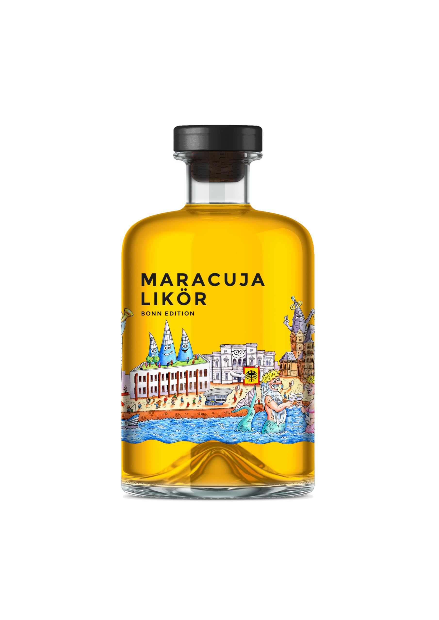 Maracujalikör Bonn Edition | mit Maracuja-Saft, exotisch | Bonner Skyline | Passionfruit Liqueur, Sommer, Sommerlikör, für Aperitif, pur, Longdrink, Cocktails, Spritz | 500ml Einzelflasche | 15% Vol.