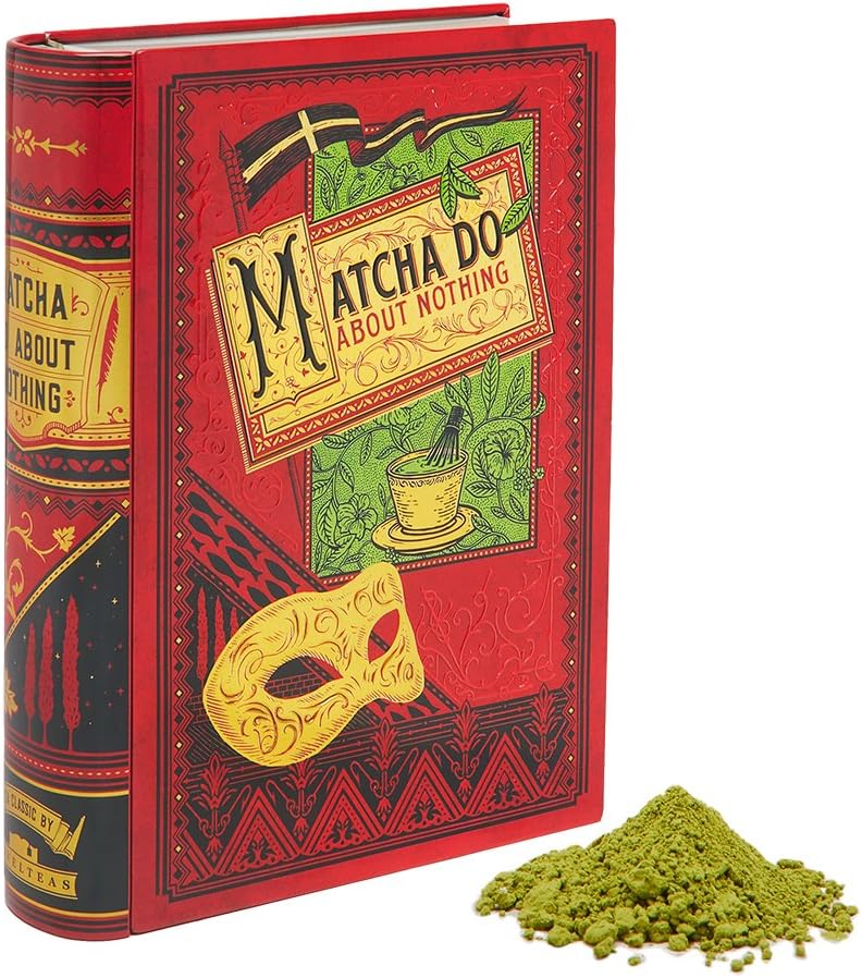 NovelTea Tins | Matcha Do About Nothing | Shakespeare Gifts For Book Lovers | Organic Matcha Powder | Matcha Tea Set In Decorative Tea Tin | Unique Birthday Gift | 2 oz
