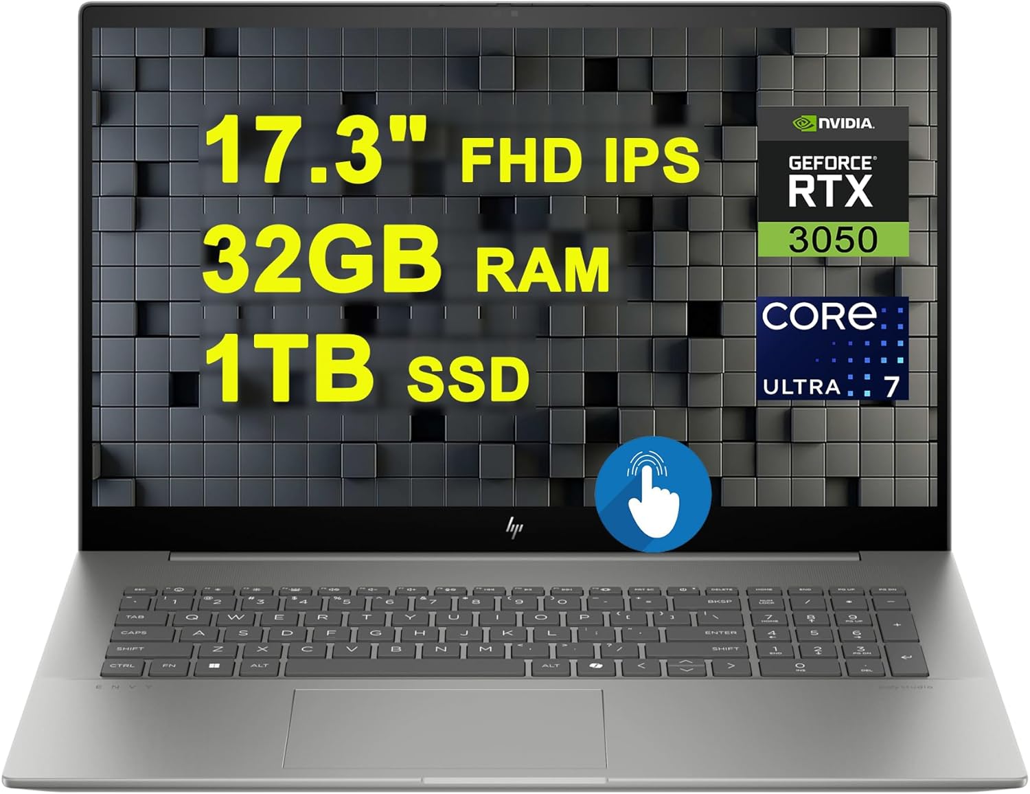 HP Envy 17 Creator AI PC Laptop 17.3″ FHD Touch (100% sRGB) Intel 12-Core Ultra 7 155U (>i7-1335U) 32GB RAM 1TB SSD GeForce RTX 3050 Backlit Thunderbolt Privacy Camera Poly Sound Win11 w/ICP Accessory