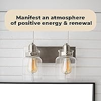 Vista 5 de Wood Grip Lámpara de tocador de baño - Iluminación interior de baño (níquel cepillado, 2 luces)