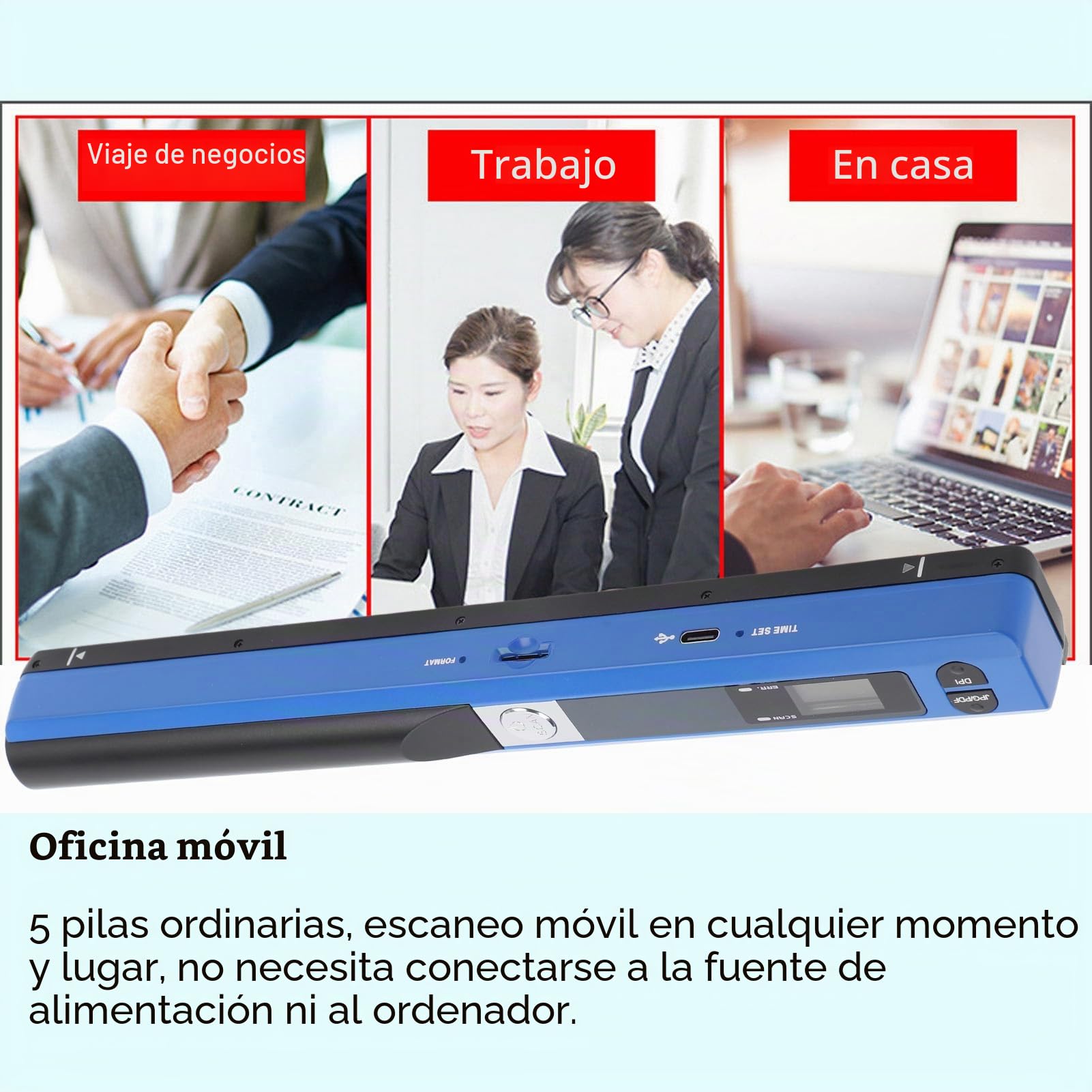 Escáner Portátil con Imágenes de Alta Resolución, Fácil de Usar, Aplicaciones Versátiles, Gran Compatibilidad, Modo de Escaneo en Color y Negro, Formato de Almacenamiento JPEG y