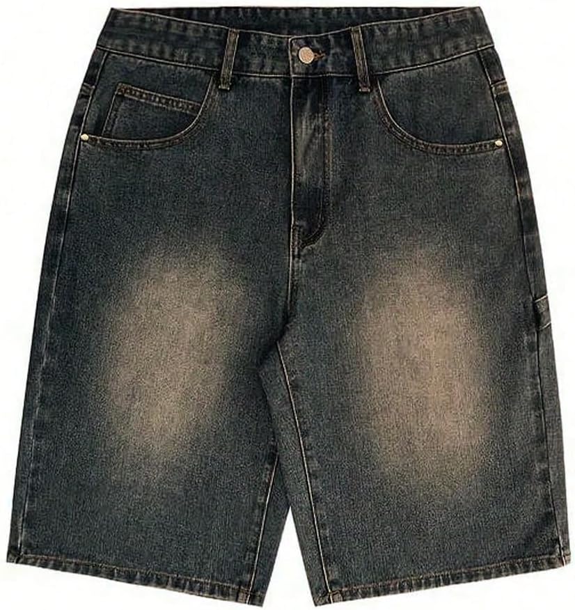 WDIRARA Men's Denim Shorts Baggy Jorts Wide Leg Bermuda Jean Shorts Streetwear