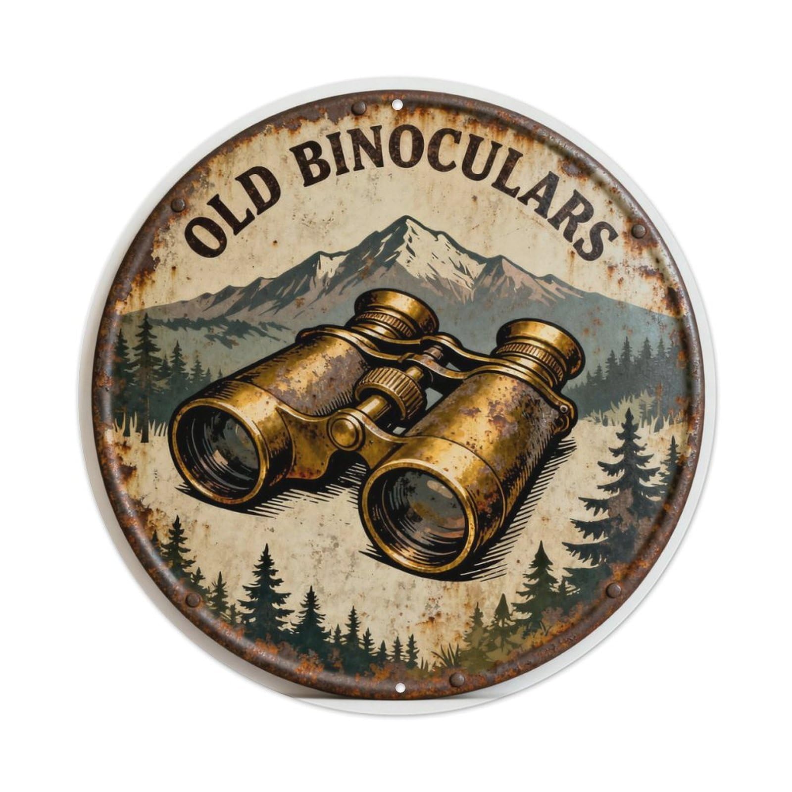 OLD BINOCULARS Metal Tin Sign Plaque