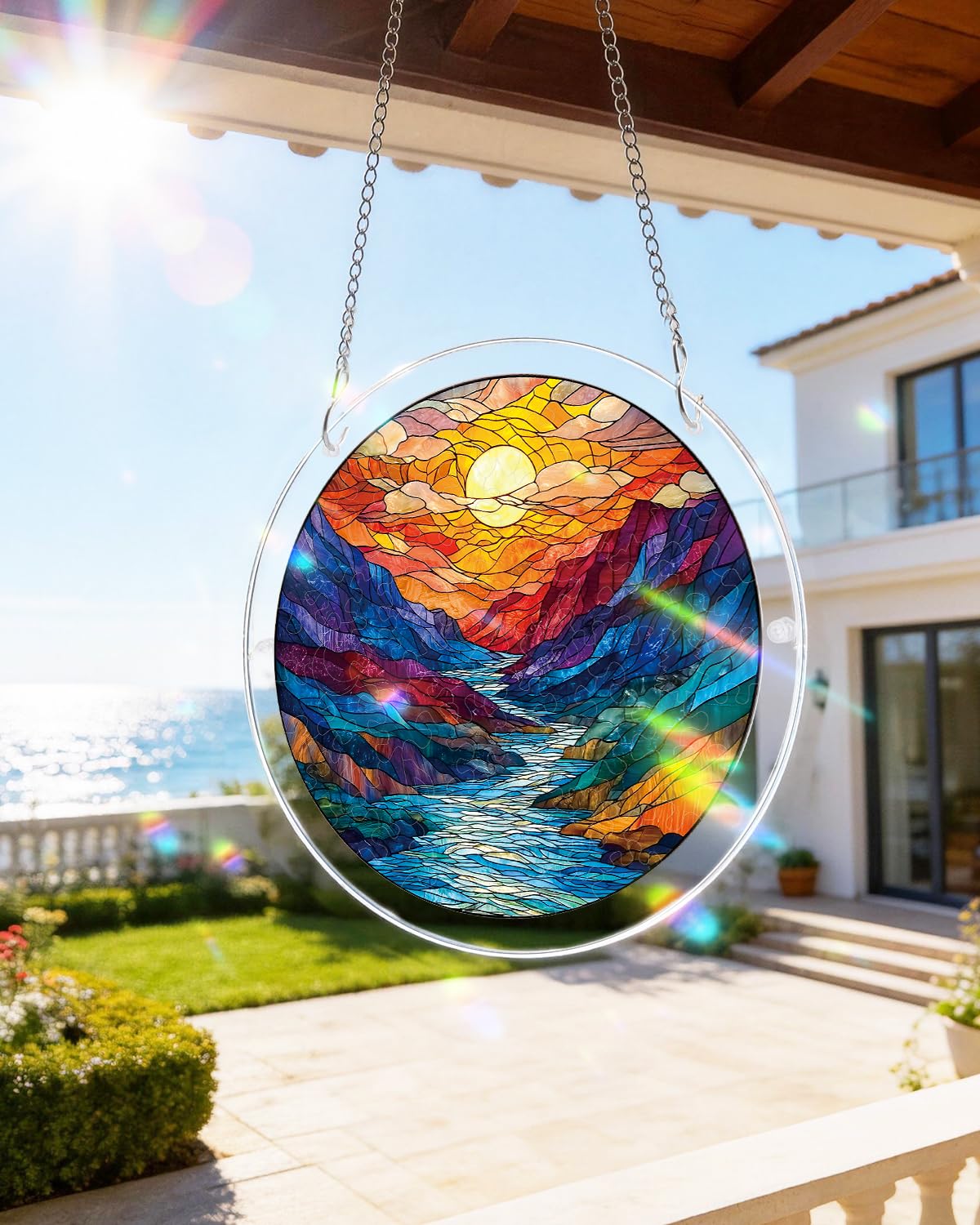 Acrylic Puzzle for Adult, Colorful Mountain Moon Sun Catchers Window Hanging Panel 83 Pieces Puzzle SunCatchers for Home Decor Birthday Women Men Mom 7.36 in — view 5