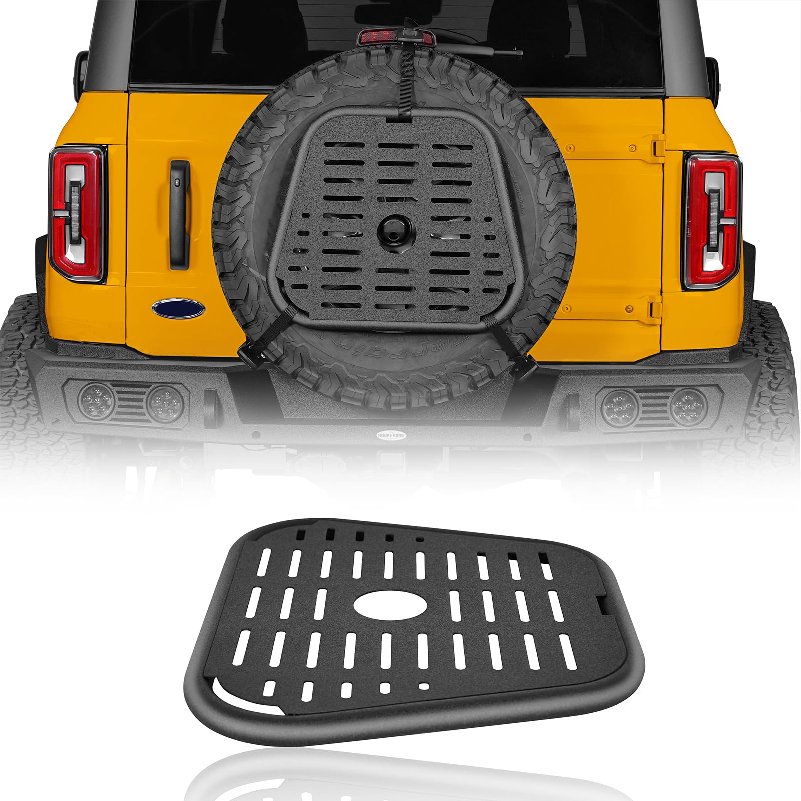 Hooke Road Spare Tire Molle Panel Storage Panel Perforated Board Compatible with Jeep Wrangler YJ TJ JK 1987-2018 Ford Bronco 2021-2026