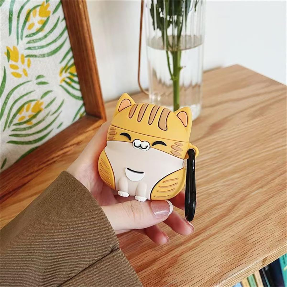 Coque Silicone Chat 3D Pour AirPods Pro 3 (2025) - Protection Amusante Avec Crochet, Couleur Jaune