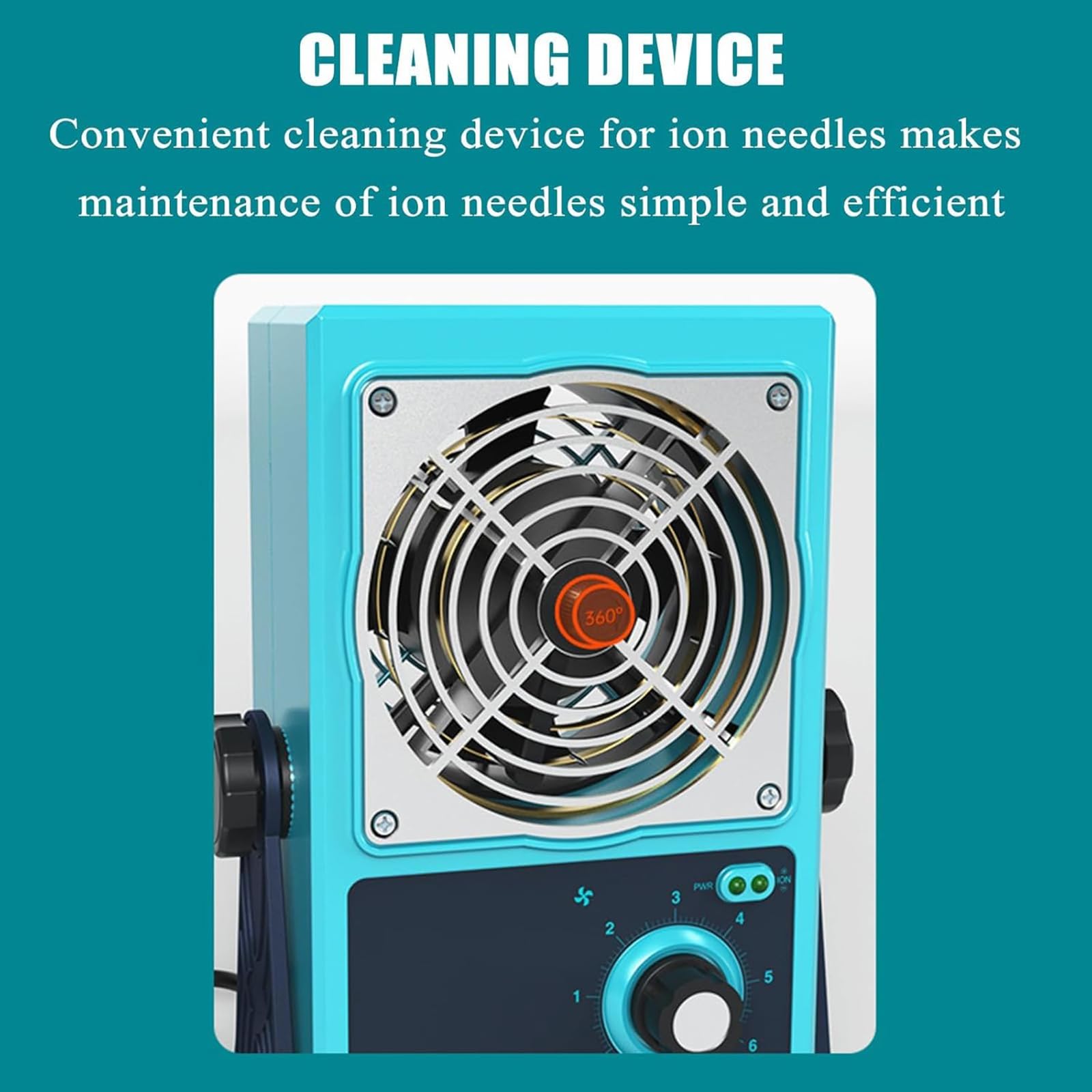 Ionizador antiestático de escritorio, eliminador estático ESD con volumen de aire máximo de 85 CFM, ajustable continuamente, incluye dispositivo de limpieza para eliminación estática