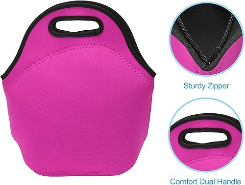 Miniatura 4 de PATIKIL Bolsas de almuerzo de neopreno, paquete de 2 bolsas de almuerzo aisladas de 12 x 6 x 12 pulgadas, bolsas Bento reutilizables, bolsa térmica